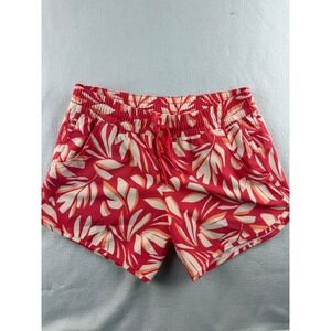 Columbia Floral‎ Print Shorts Elastic Waist Activewear Casual Red S